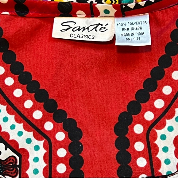 Sante Classics Kaftan One Size Maxi Cover Up Pullover Tribal Paisley Housedress - Picture 8 of 10